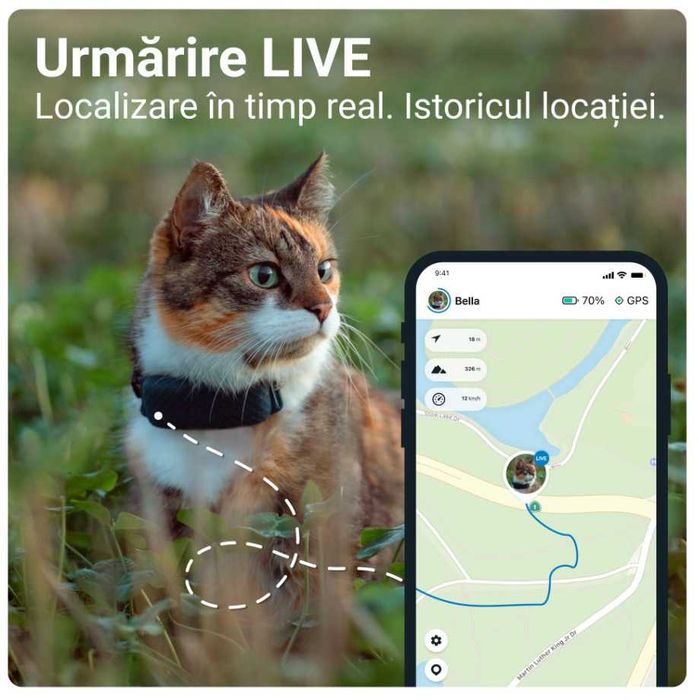 Dispozitiv monitorizare, GPS pentru pisici, Tractive GPS CAT 4