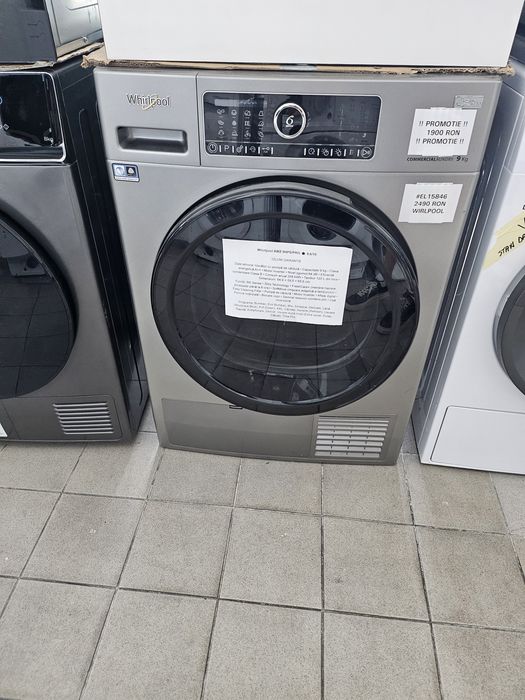 Uscator de rufe profesional Whirlpool AWZ 9HPS/PRO, Pompa de caldura, 9 kg, Clasa A++, Argintiu +Factura  +Garantie 12 luni