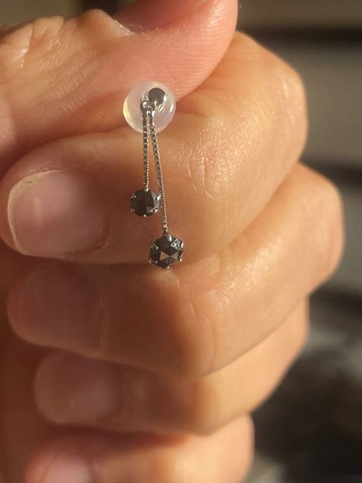 Cercei din Platina cu diamante negre naturale