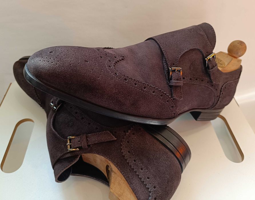 Pantofi monk 44 44.5 de lux GREVE NOI lucrati manual piele naturala