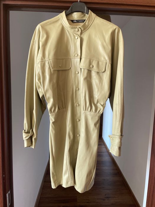 Зелена кожена рокля ZARA