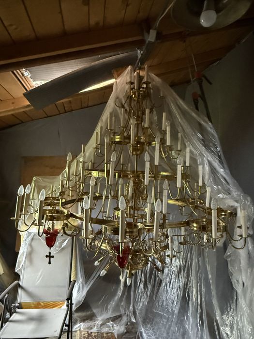 Candelabru bisericesc monumental 100% alamă, handmade, unicat, 3x3m