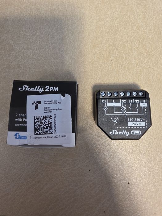 Shelly 2PM Gen3 modul de releu inteligent dublu Wi-Fi + Bluetooth