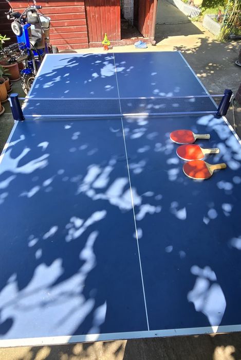 Masă de tenis cu picioare metalice și roți