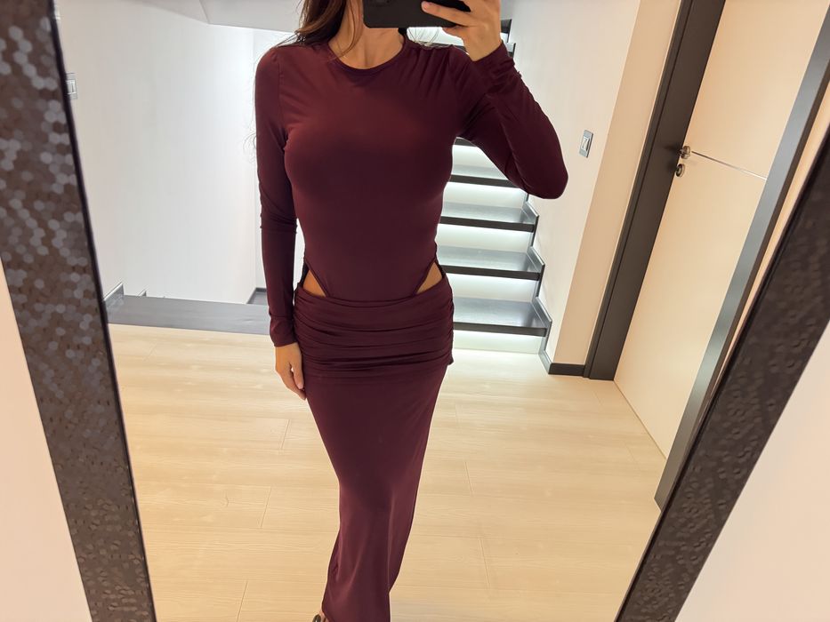 Rochie burgundie maxi