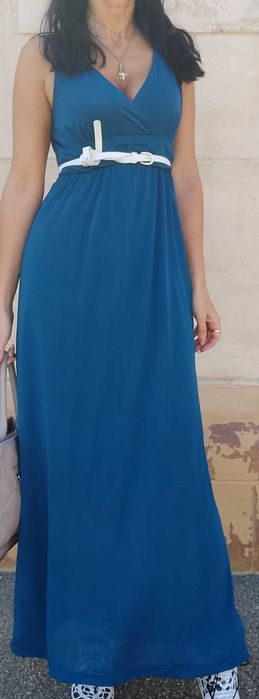 Rochie lungă ușoară turcoaz