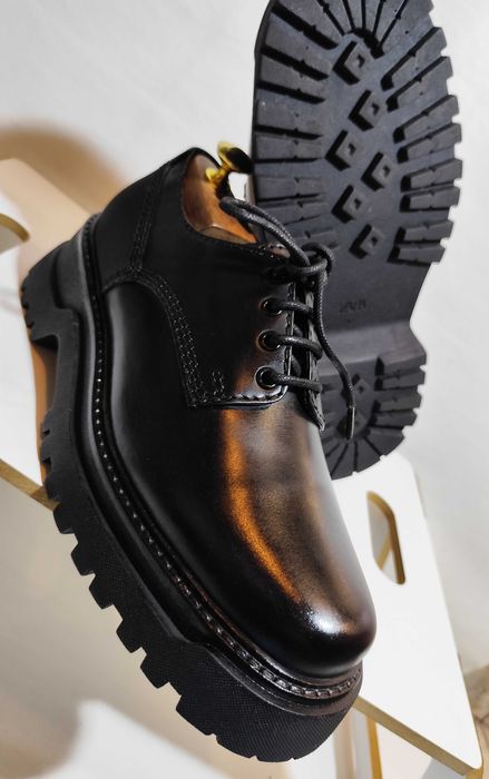 Pantofi derby 42 42.5 lace up ZARA NOI piele naturala moale