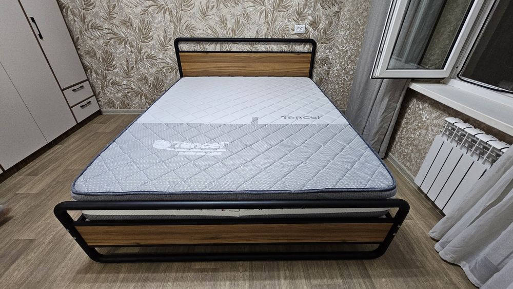 Двуспальная кровать. Металлическая кровать лофт. Темир Кроват.