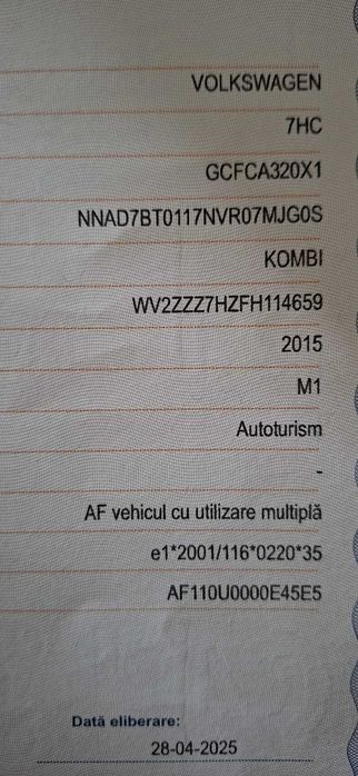 VW Transporter T5 2.0TDI  4x4 2015 Automat