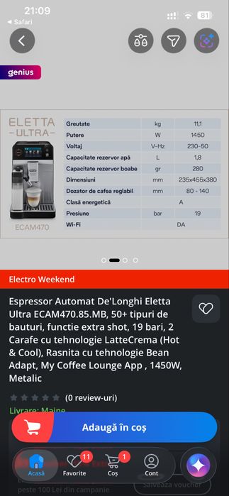 Espressor cafea DeLonghi