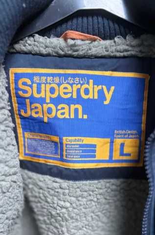 Geaca Superdry Marime L Albastru-Gluga-Foarte Caldursa-Stare F Buna-OK