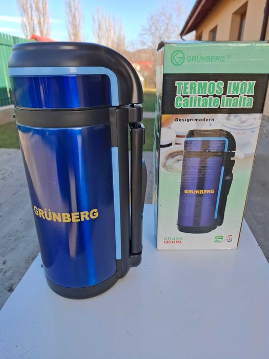 Termos Grunberg 1.30 L Metal si Inox pentru Camping