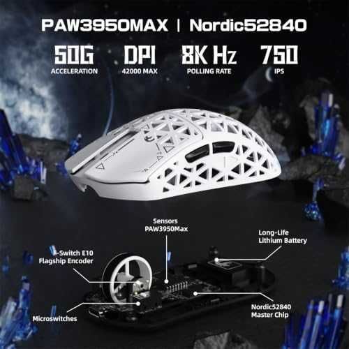 Безжична геймърска мишка 42000 DPI PAW3950MAX RGB