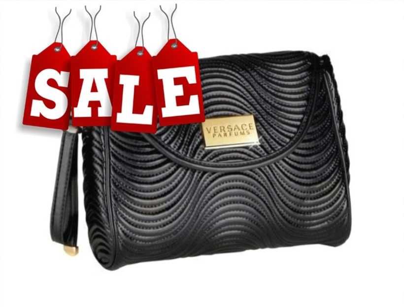 %ПРОМО% VERSACE – Дамска кожена черна вечерна чанта нова с етикети