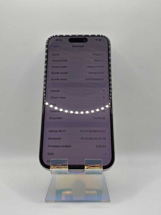 Iphone 15 Pro, MEM 128GB, RAM 8GB, Amanet Doamna Ghica, Cod: 91560
