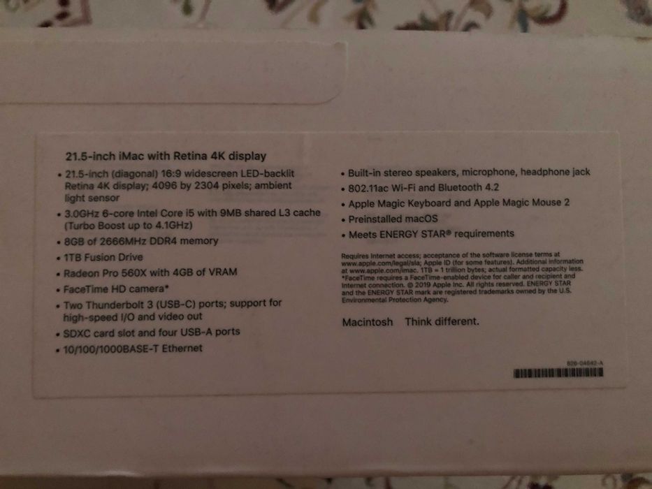 iMac (Retina 4K, 21,5 дюйм., 2019 г.) Б/У
