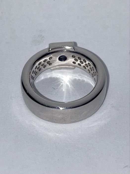 Inel aur alb cu diamante si safir Salvini