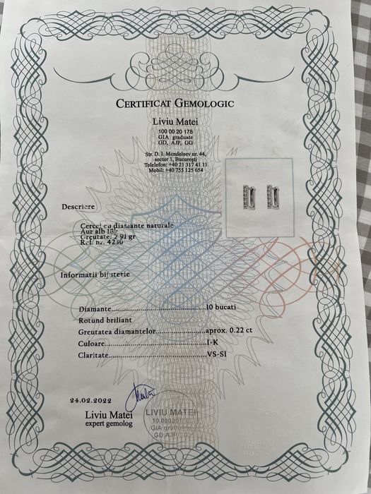 Cercei aur 18k cu diamante naturale