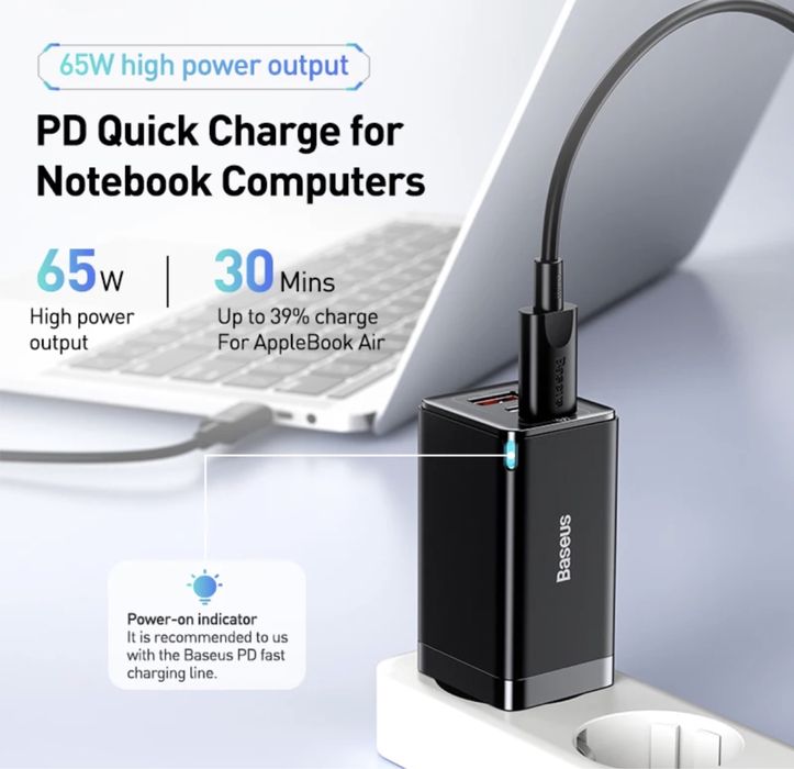 Блок питание baseus 65w новый gan5