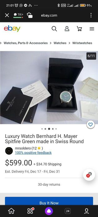 Продам швейцарские часы Bernhard H Mayer Spitfire