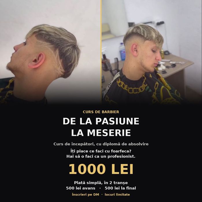 Curs de frizerie cu diplomă de participare