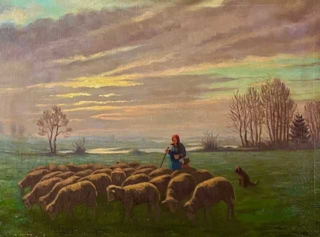 "CU OILE LA PASCUT" SUPERB! Tablou f VECHI, ulei/pza, semnat 80x60cm+r