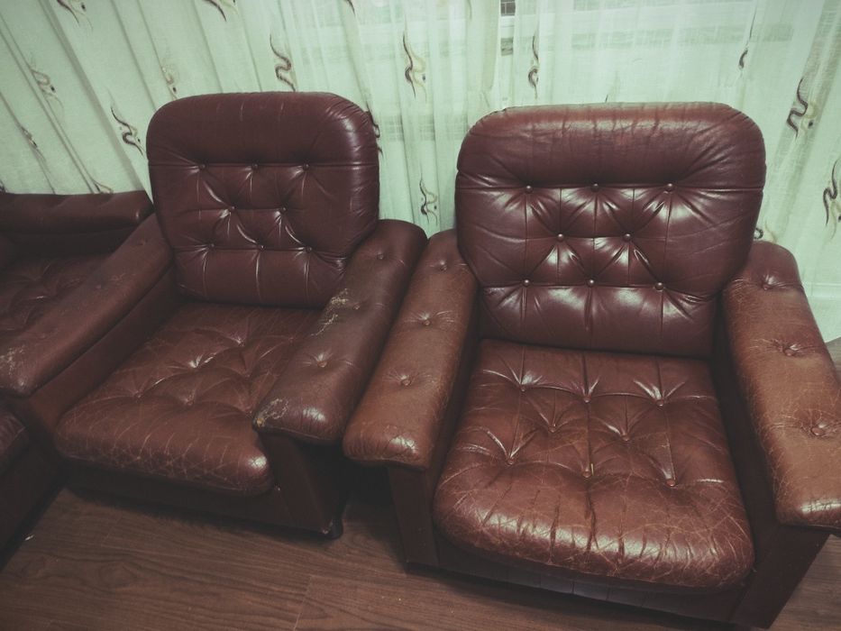 Canapea+2 fotolii piele naturală