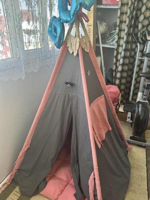 Вигвам детский розово-серый