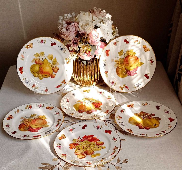 Винтажные десертные тарелки с фруктами Hammersley Англия