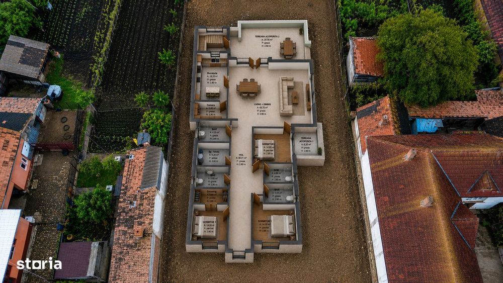 Teren 1080 mp + Proiect Casa Moderna (S+P) – Daia Romana, Jud. Alba