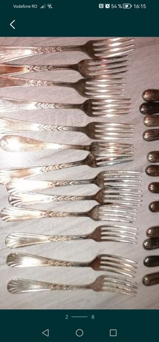 Set de 72 tacâmuri Platineta anii 60 alpaca argintata