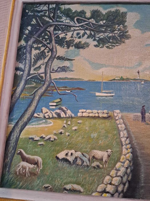 tablou vechi pictura pe panza 51/41 cm semnat Le Lorrain