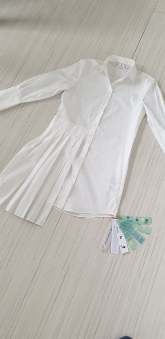 Off White Cotton Dress Italy  36 / S НОВО! ОРИГИНАЛ! Дамска  Рокля