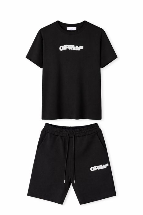 Мьжки екип Off-white тениска и кьси шорти