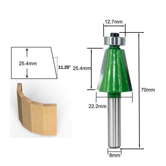 Фрезери за право скосяване с лагер 11.25 градуса, Захват 8 mm, 4046