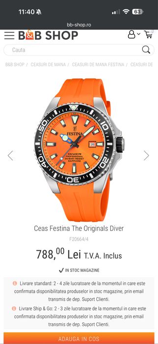 Ceas Festina Sport Portocaliu