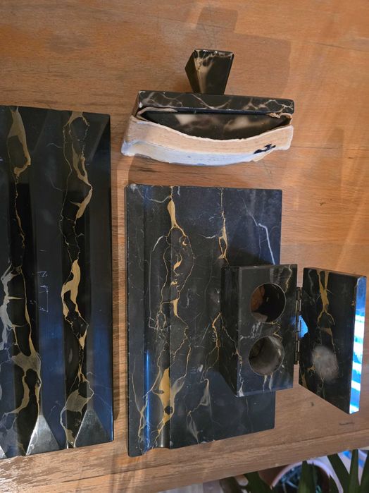 Set birou ART DECO marmura neagra cu auriu EGZ (Ernst Georg Z