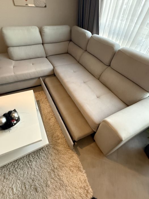 Сив текстилен ъглов  диван