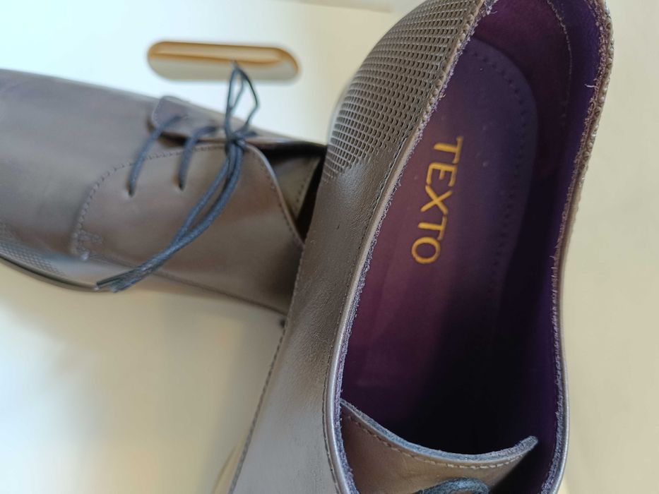 Pantofi derby 40.5 41 cap toe brogue Texto piele naturala moale