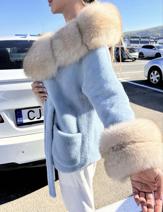 Blana naturala vulpe alpaca alcantara zara