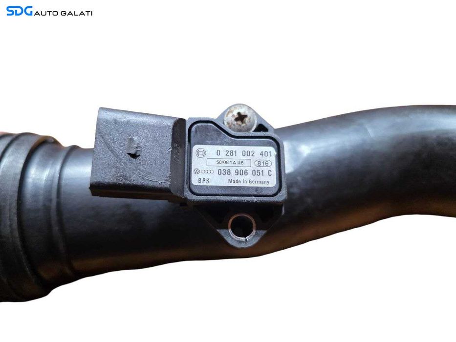 Conducta Tub Tubulatura Admisie Aer cu Senzor Skoda Octavia 2 2.0 TDI BKD 2004 - 2013 Cod 1K0145762L 1K0145770D 038906051C 0281002401 [N4528]