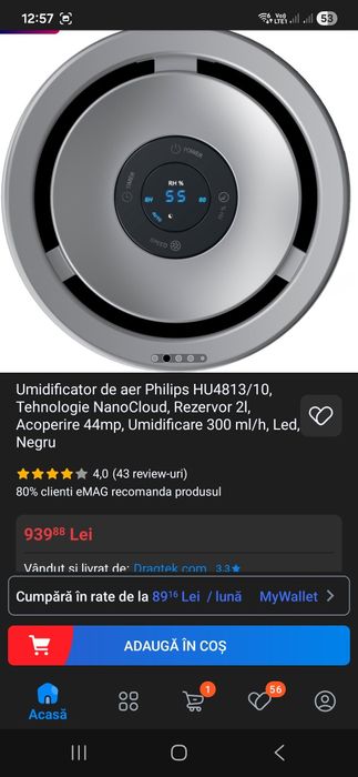 Umidificator de aer Philips HU4813/10