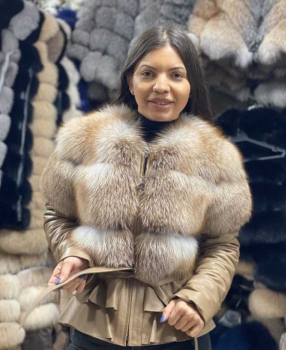 Haina de piele și blana naturala vulpe