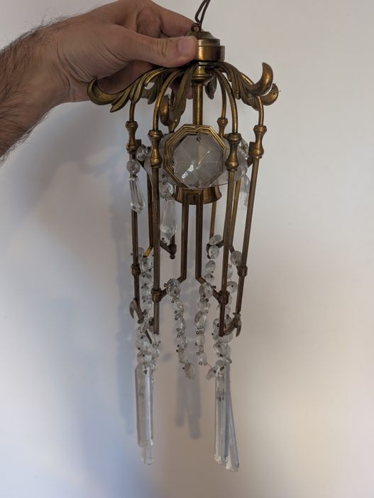 Lustra Bronz si cristale Candelabru vintage aplica obiect iluminat