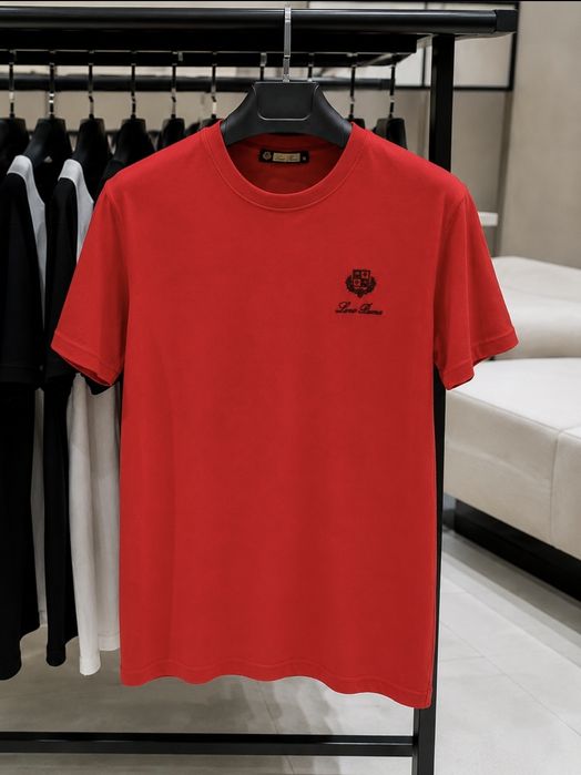 Tricou Premium Stil Loro Piana | 100% Bumbac | Negru & Roșu | S-XXL