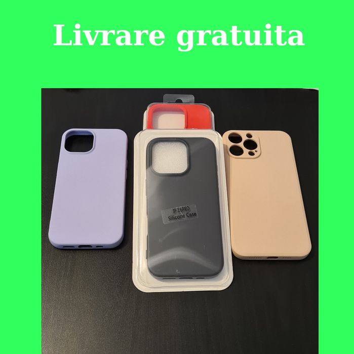 Husa slim iPhone 16 Pro, iPhone 16 Pro Max din silicon si catifea