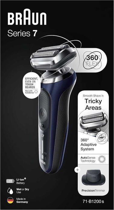 Електрическа самобръсначка Braun Series 7, 71-B1200s, Синя