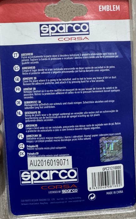 Autocolant /emblema Sparco Corsa 3M