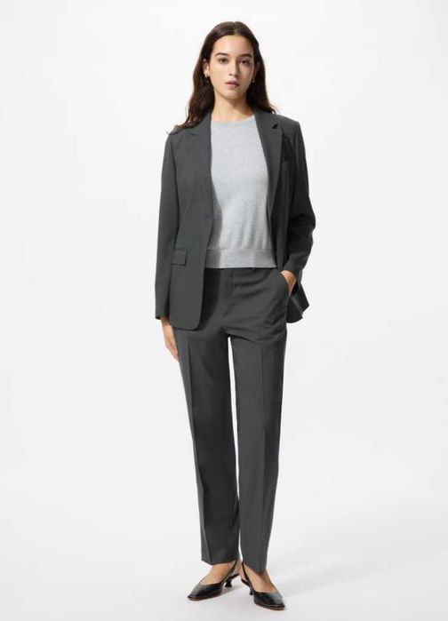 Новые женские офисные брюки UNIQLO L раз темно синие Бесплатная Достав