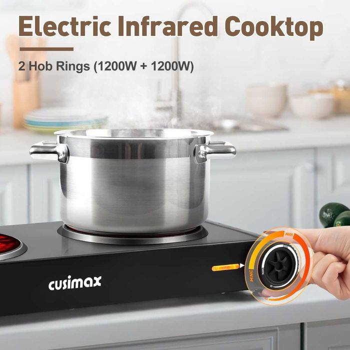 CUSIMAX двоен електрически котлон 2400 W,преносим инфрачервен плот